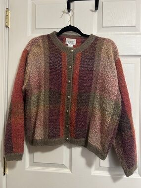 Christopher & Banks Striped Knit Cardigan in Pink, Rust, Olive, Purple
